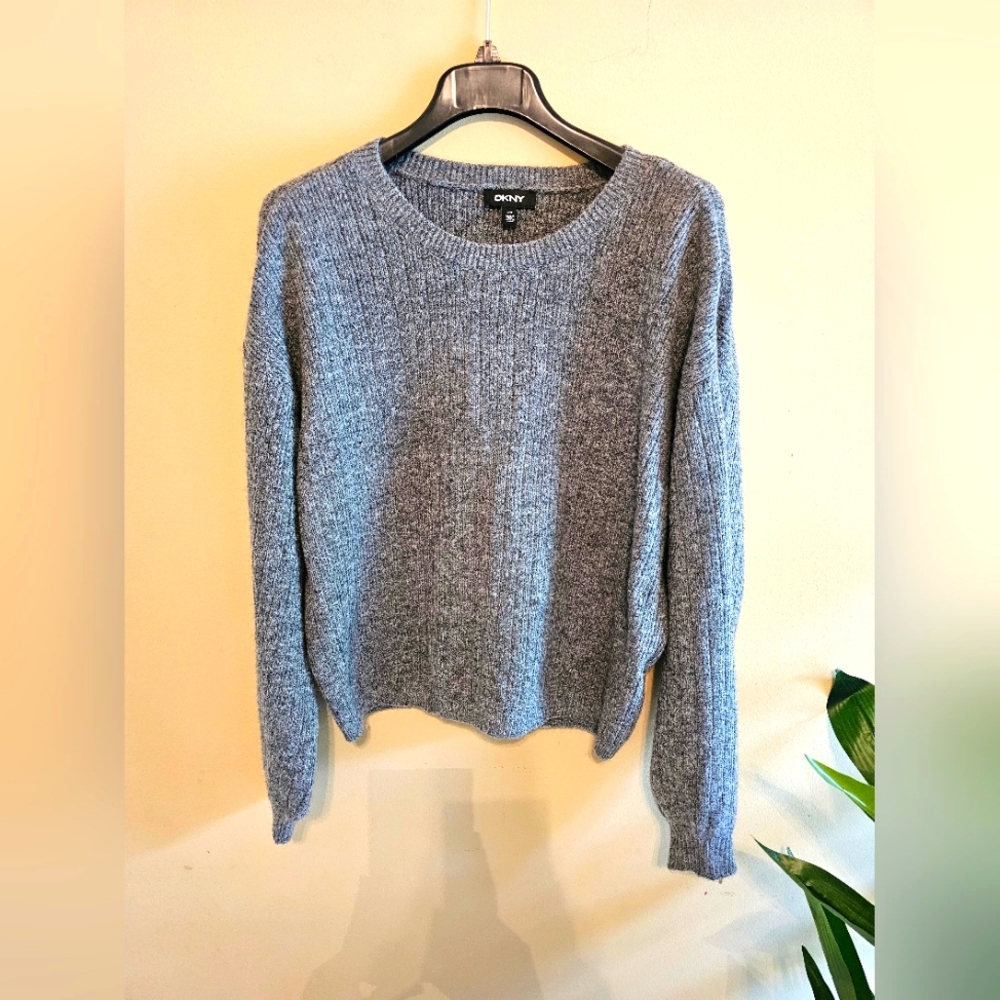 DKNY Classic Cashmere Blend Sweater Top, Grey- Pants available
